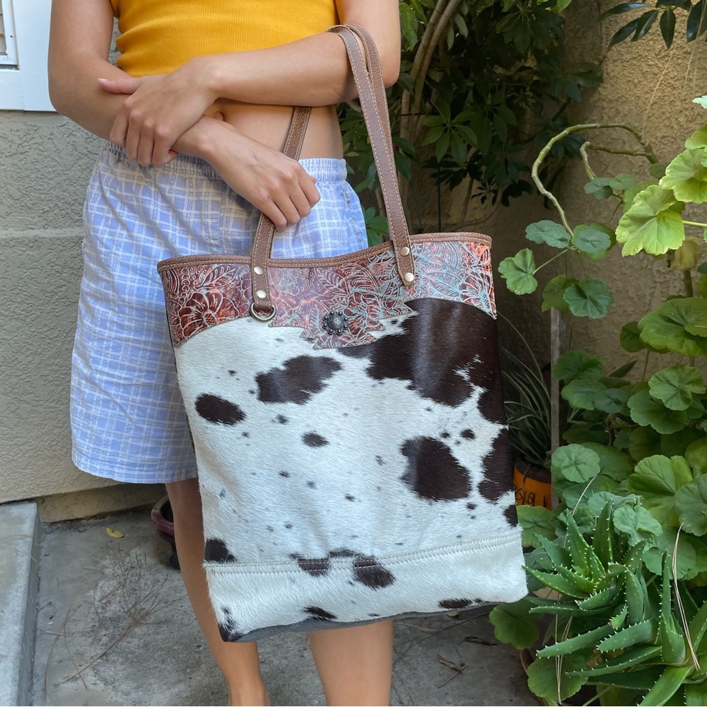 Super large multicolored Myra Bag leather/canvas bag